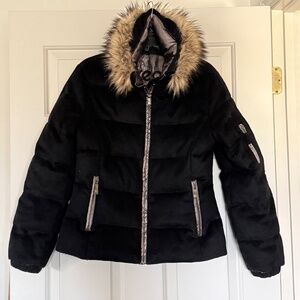 Black Skea Winter Jacket with Removable Fur Collar Size Small